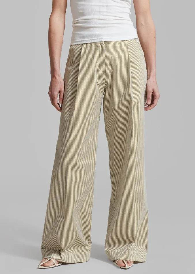 The Frankie Shop Addison Pants 8211 Khaki Stripe Women Clothing