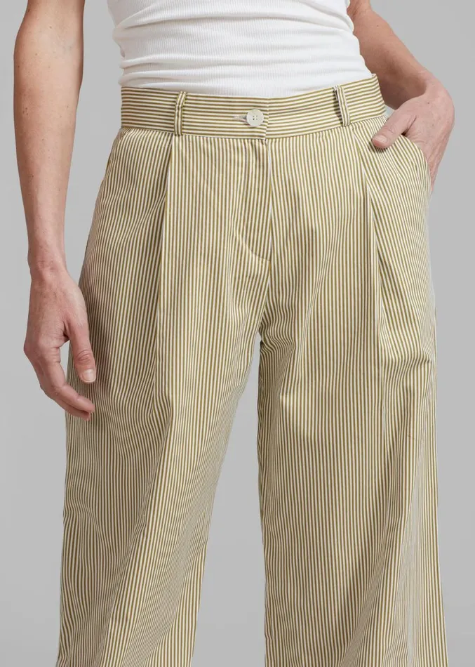 The Frankie Shop Addison Pants 8211 Khaki Stripe Women Clothing