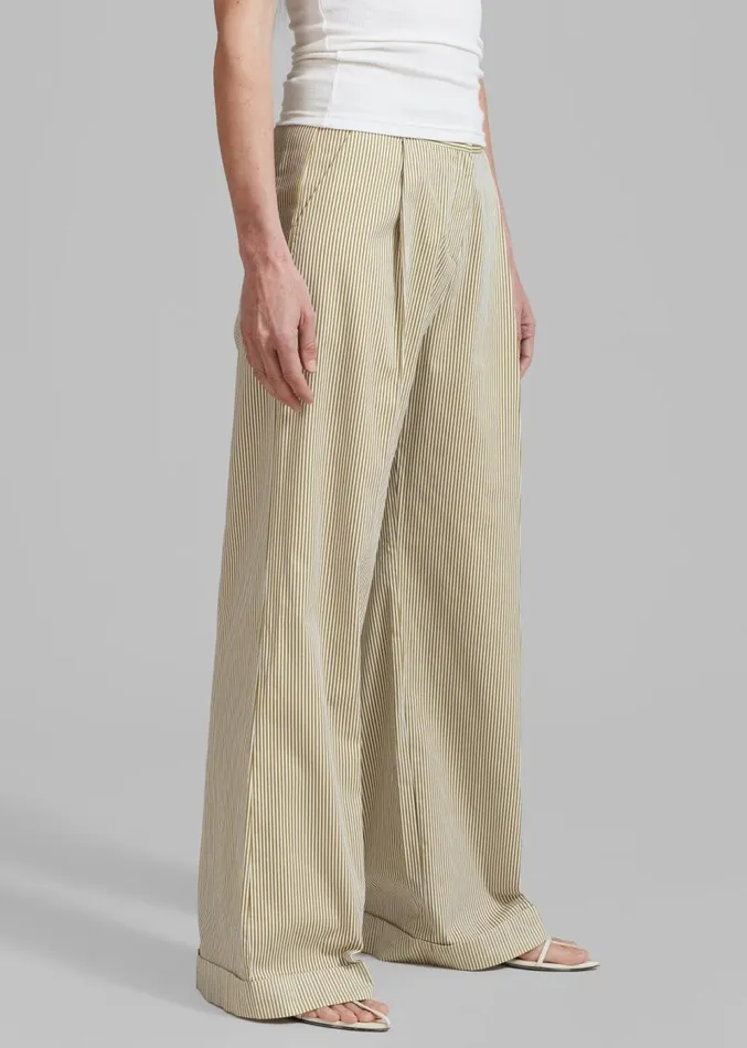 The Frankie Shop Addison Pants 8211 Khaki Stripe Women Clothing