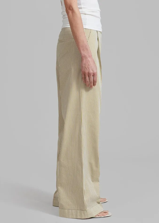 The Frankie Shop Addison Pants 8211 Khaki Stripe Women Clothing