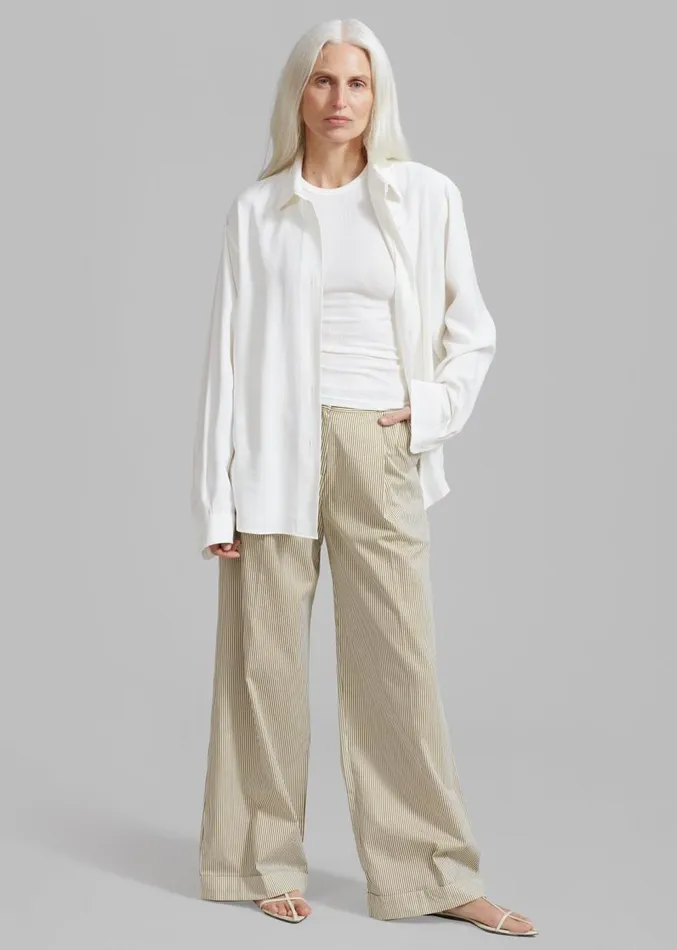 The Frankie Shop Addison Pants 8211 Khaki Stripe Women Clothing
