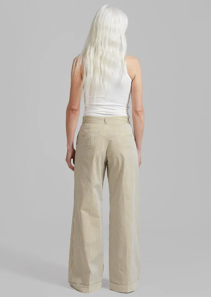 The Frankie Shop Addison Pants 8211 Khaki Stripe Women Clothing