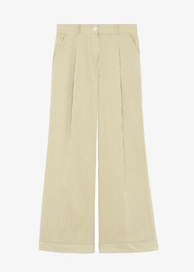 The Frankie Shop Addison Pants 8211 Khaki Stripe Women Clothing