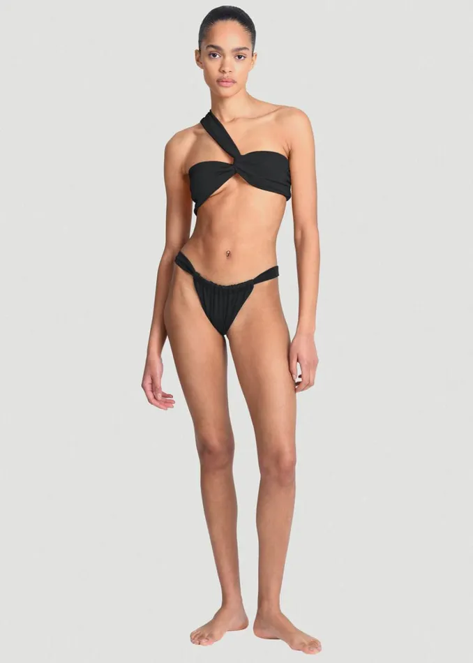 The Frankie Shop Aexae Ruched One Shoulder Swim Top 8211 Black Women Swimwear
