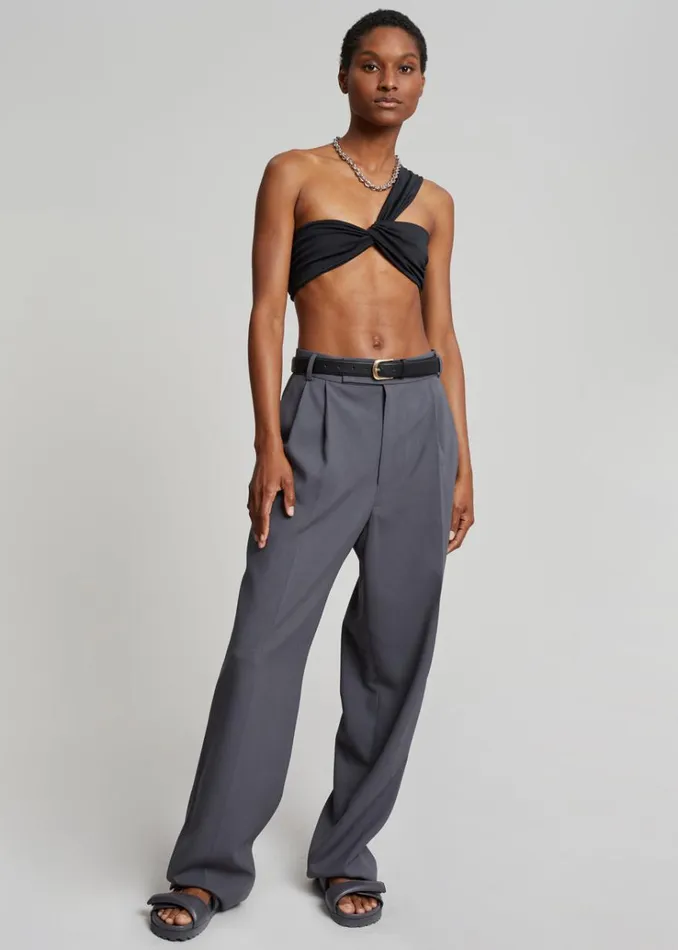 The Frankie Shop Aexae Ruched One Shoulder Swim Top 8211 Black Women Swimwear