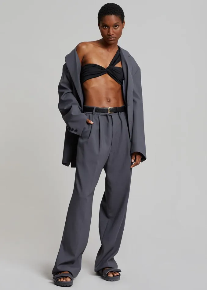 The Frankie Shop Aexae Ruched One Shoulder Swim Top 8211 Black Women Swimwear