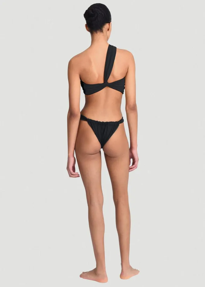 The Frankie Shop Aexae Ruched One Shoulder Swim Top 8211 Black Women Swimwear