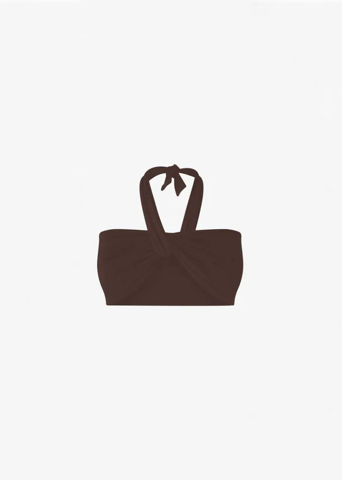 The Frankie Shop Aexae Wrap Tie Swim Top 8211 Brown Women Swimwear