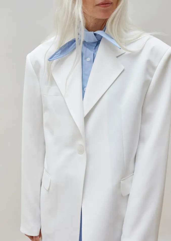 The Frankie Shop Aiden Long Collar Shirt 8211 Light Blue Women Clothing