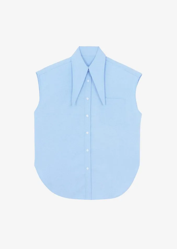 The Frankie Shop Aiden Long Collar Shirt 8211 Light Blue Women Clothing
