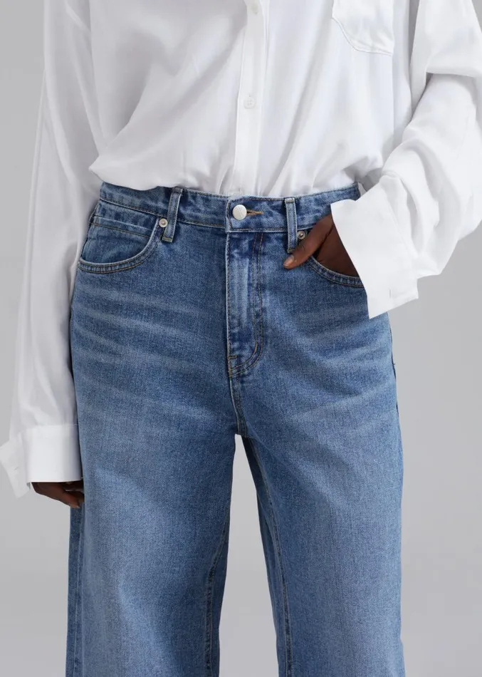 The Frankie Shop Amsterdam Wide Jeans 8211 Medium Wash Women Bottoms