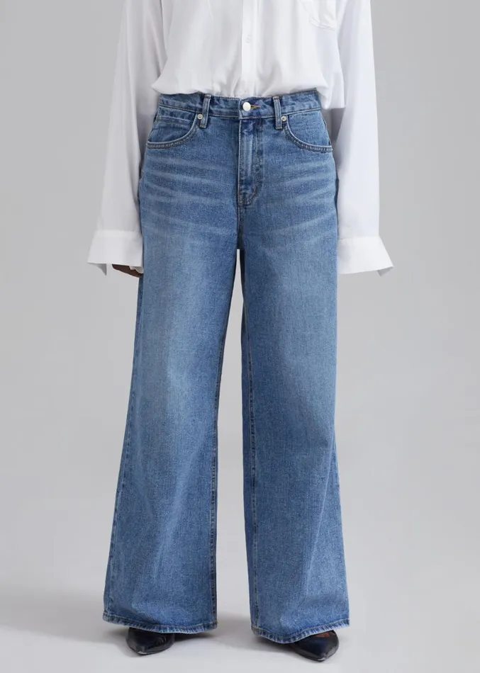 The Frankie Shop Amsterdam Wide Jeans 8211 Medium Wash Women Bottoms