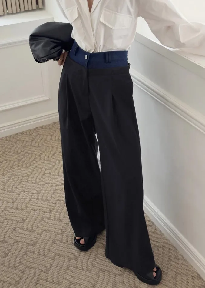 The Frankie Shop Andie Contrast Pants 8211 Black Women Clothing
