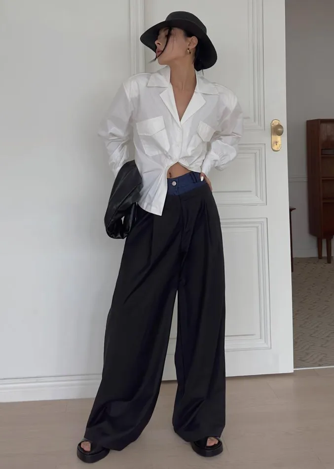 The Frankie Shop Andie Contrast Pants 8211 Black Women Clothing