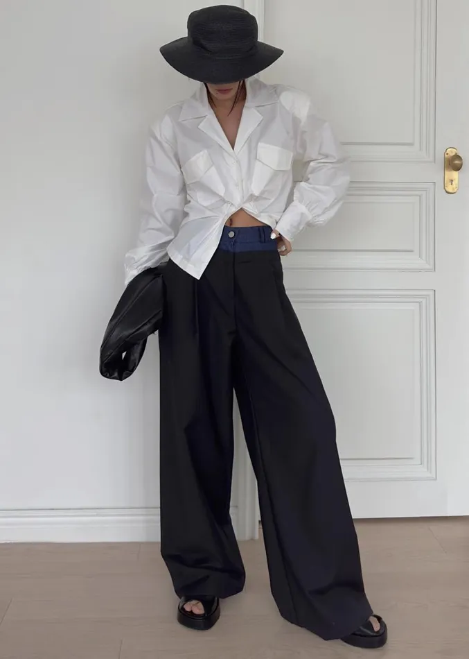 The Frankie Shop Andie Contrast Pants 8211 Black Women Clothing