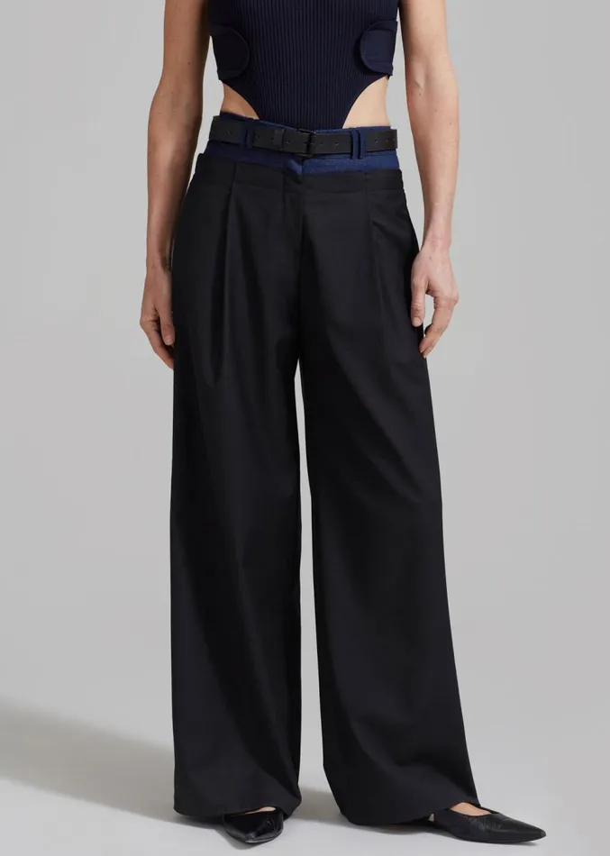 The Frankie Shop Andie Contrast Pants 8211 Black Women Clothing
