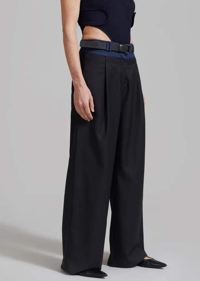 The Frankie Shop Andie Contrast Pants 8211 Black Women Clothing