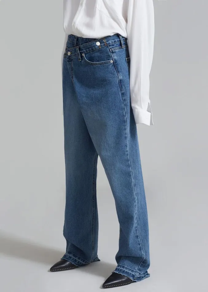 The Frankie Shop Andrea Denim Pants 8211 Medium Wash Women Denim