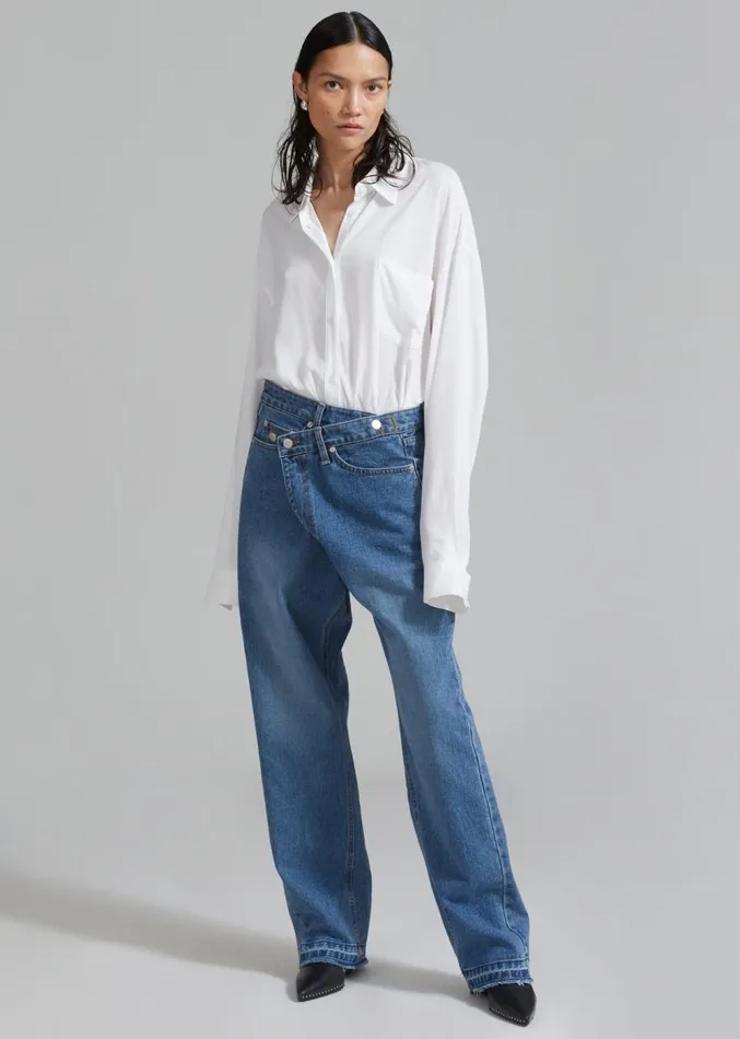 The Frankie Shop Andrea Denim Pants 8211 Medium Wash Women Denim