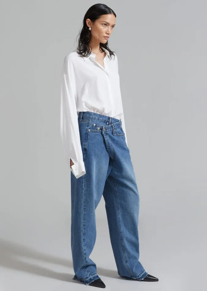 The Frankie Shop Andrea Denim Pants 8211 Medium Wash Women Denim