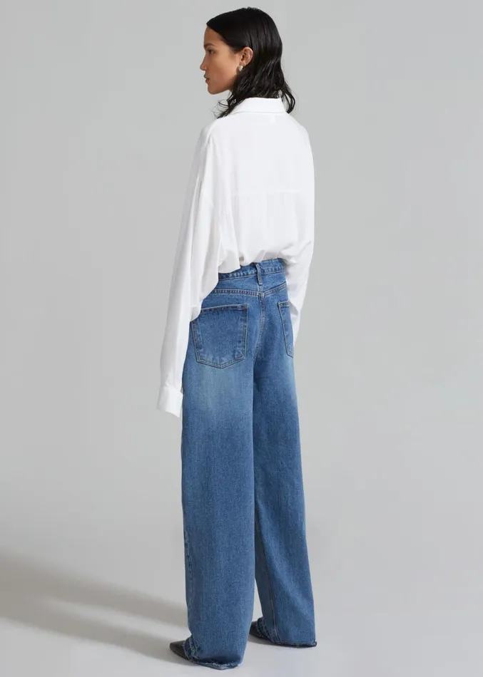 The Frankie Shop Andrea Denim Pants 8211 Medium Wash Women Denim