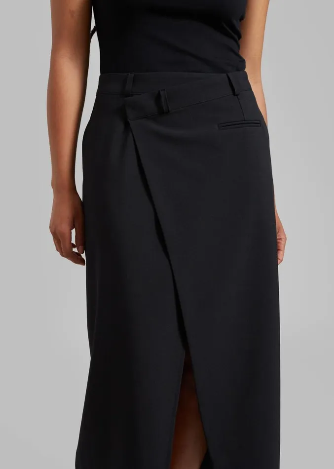 The Frankie Shop Annabel Asymmetric Midi Skirt 8211 Black Women Clothing