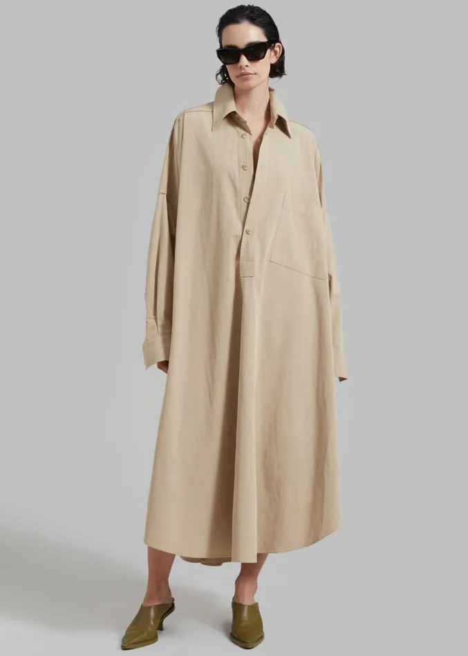 The Frankie Shop Annalise Shirt Dress 8211 Beige Women Clothing