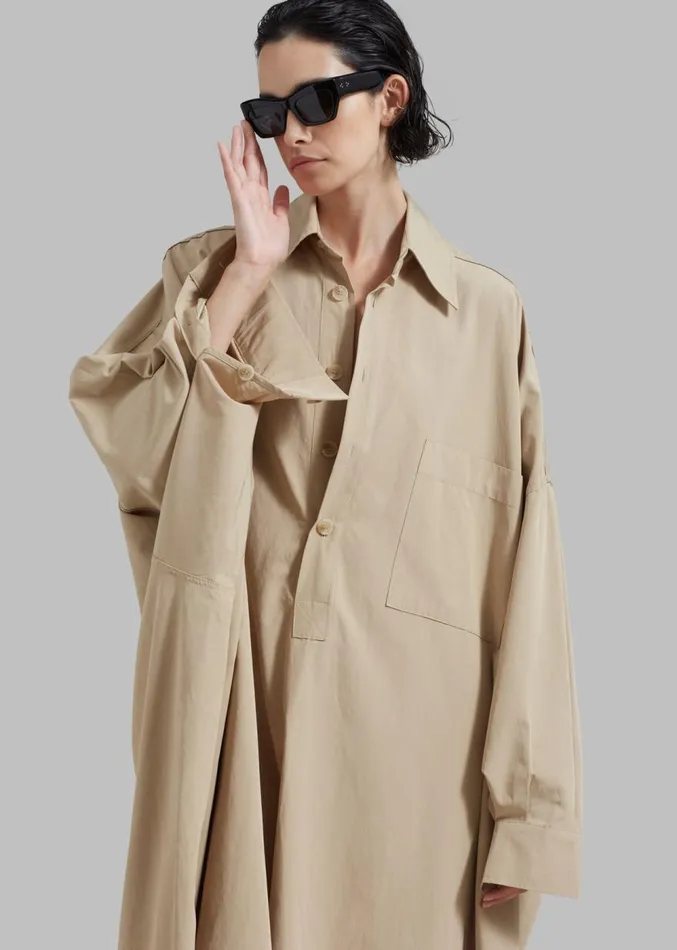 The Frankie Shop Annalise Shirt Dress 8211 Beige Women Clothing