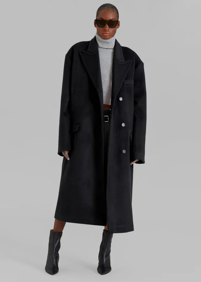 The Frankie Shop Anya Oversized Coat 8211 Black Women Outerwear