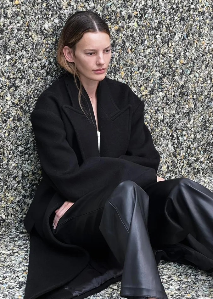 The Frankie Shop Anya Oversized Coat 8211 Black Women Outerwear