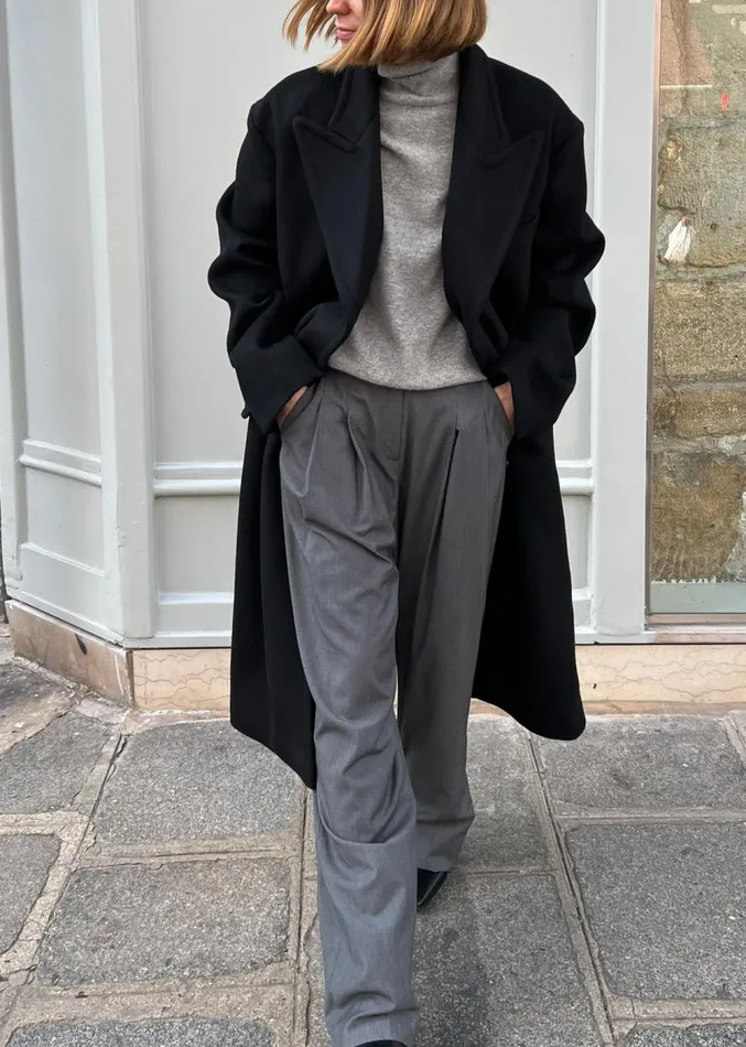 The Frankie Shop Anya Oversized Coat 8211 Black Women Outerwear