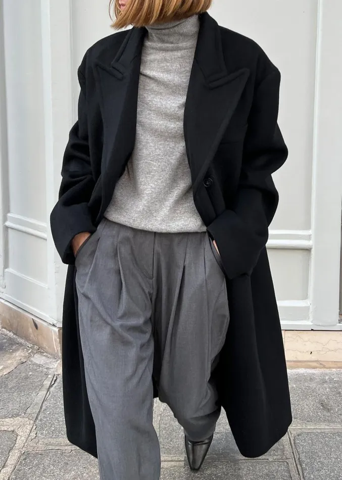 The Frankie Shop Anya Oversized Coat 8211 Black Women Outerwear