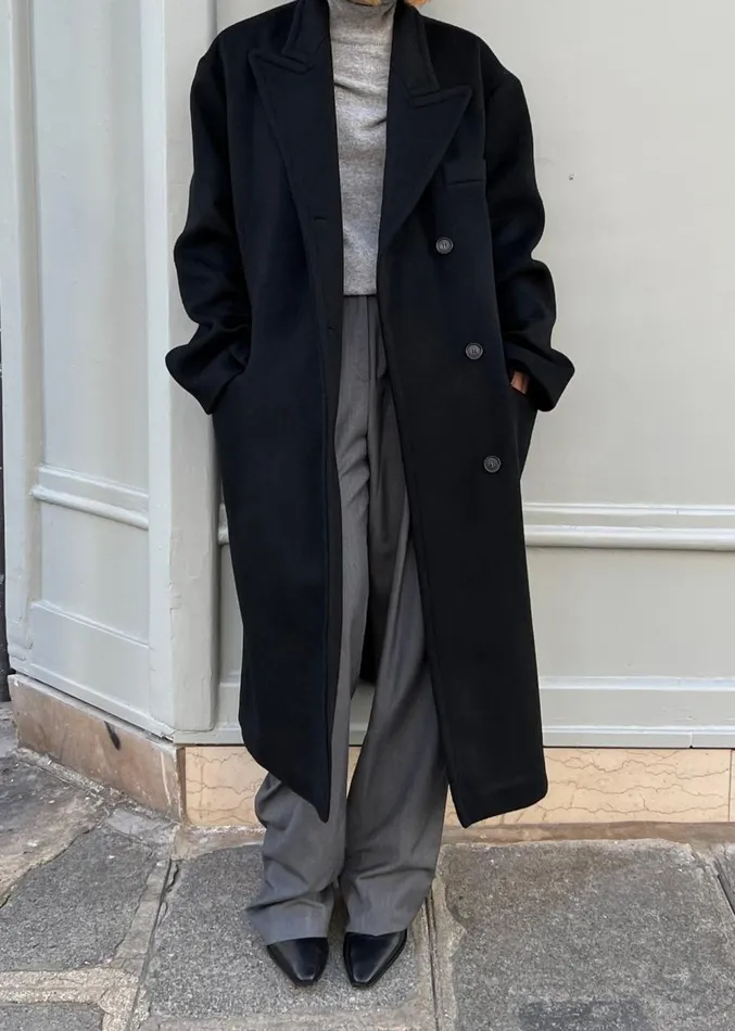 The Frankie Shop Anya Oversized Coat 8211 Black Women Outerwear