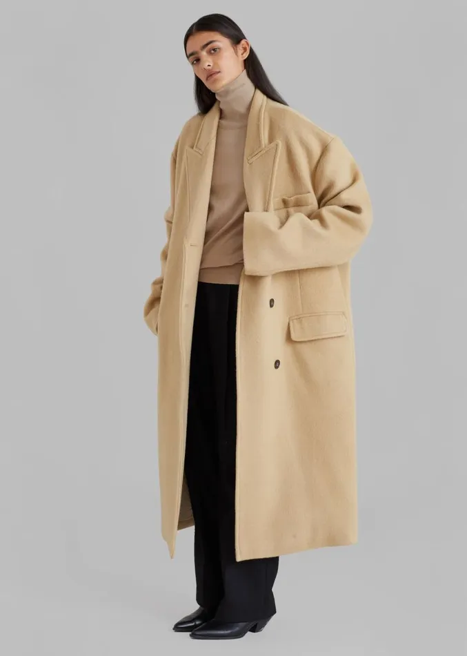 The Frankie Shop Anya Oversized Coat 8211 Camel Women Clothing