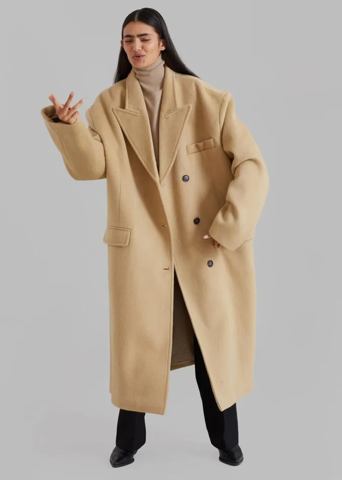 The Frankie Shop Anya Oversized Coat 8211 Camel Women Clothing