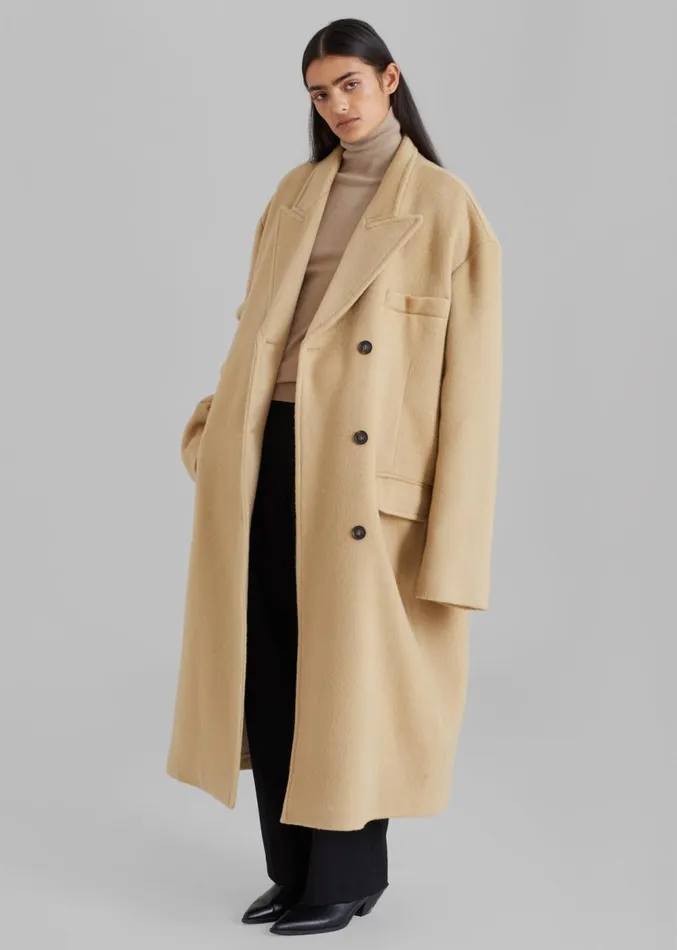 The Frankie Shop Anya Oversized Coat 8211 Camel Women Clothing