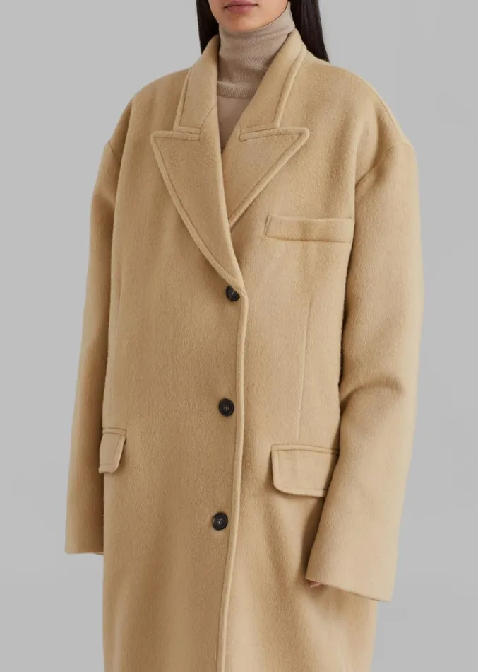 The Frankie Shop Anya Oversized Coat 8211 Camel Women Clothing