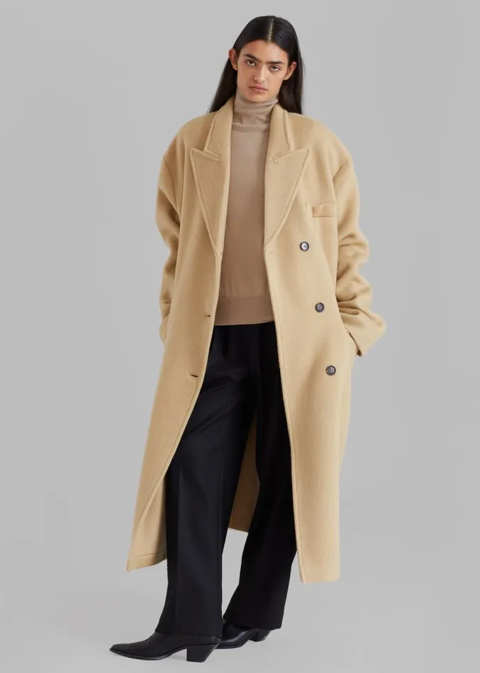 The Frankie Shop Anya Oversized Coat 8211 Camel Women Clothing