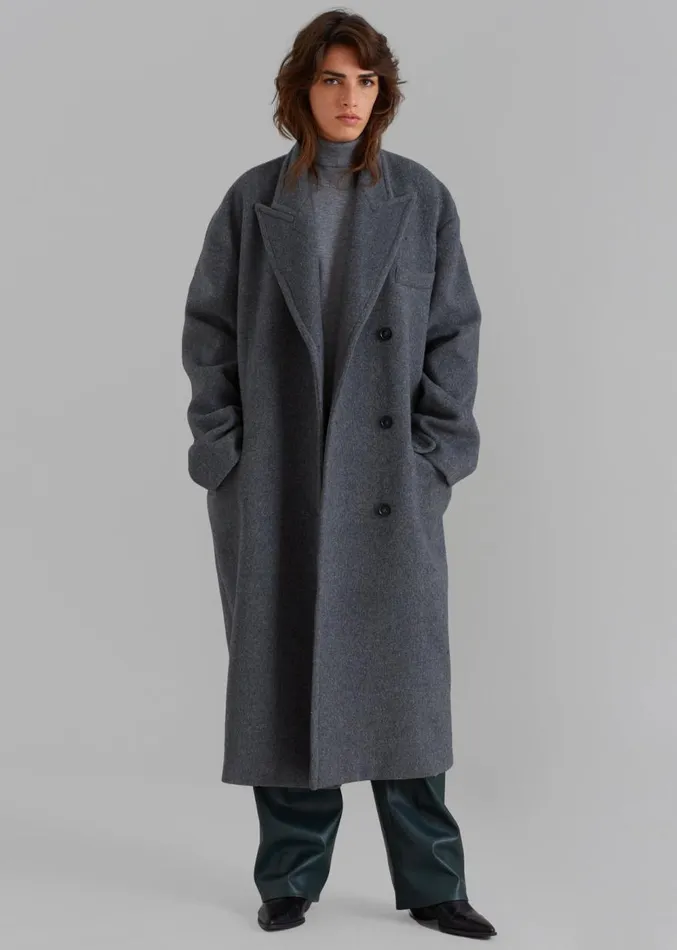 The Frankie Shop Anya Oversized Coat 8211 Charcoal Women Outerwear