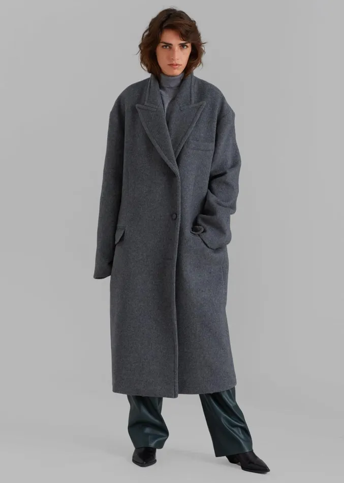The Frankie Shop Anya Oversized Coat 8211 Charcoal Women Outerwear