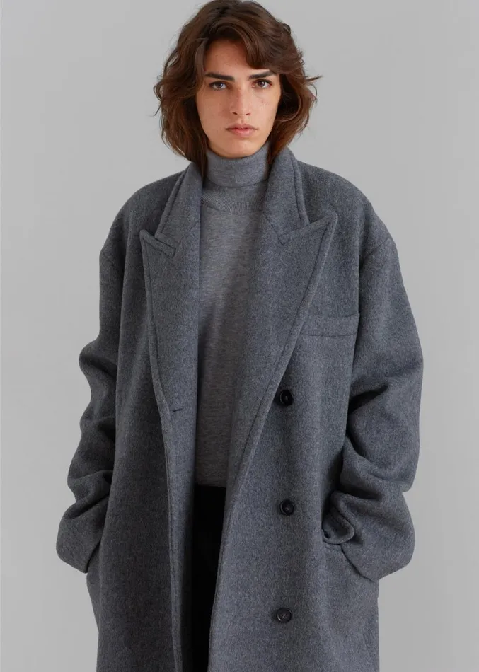 The Frankie Shop Anya Oversized Coat 8211 Charcoal Women Outerwear