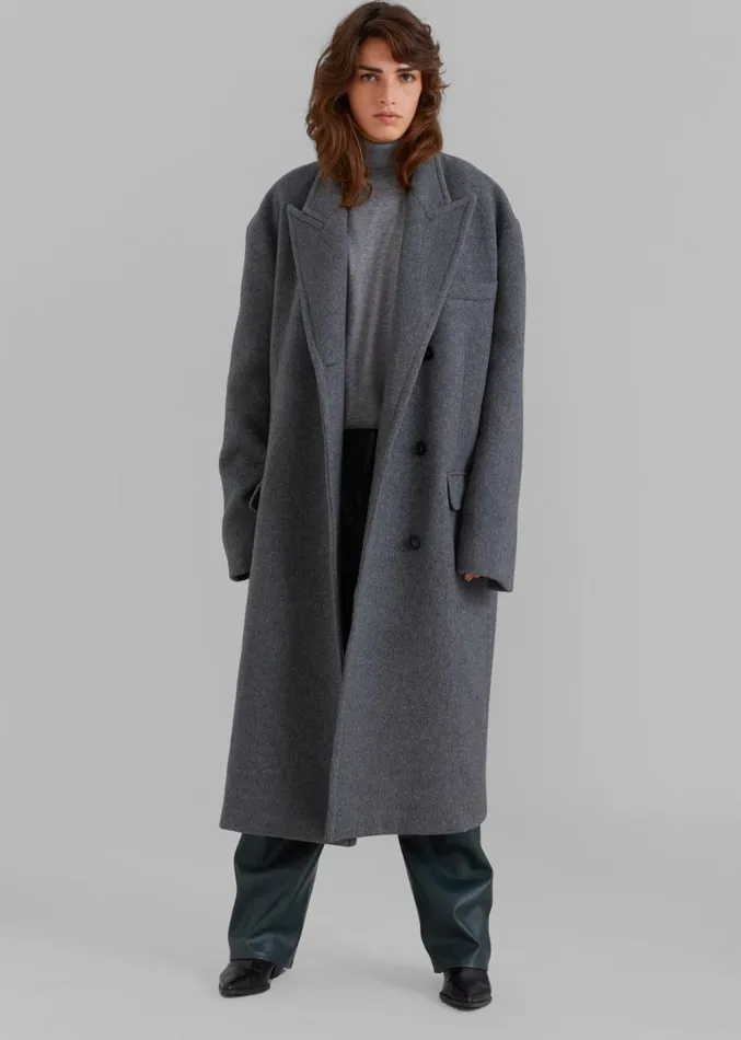 The Frankie Shop Anya Oversized Coat 8211 Charcoal Women Outerwear