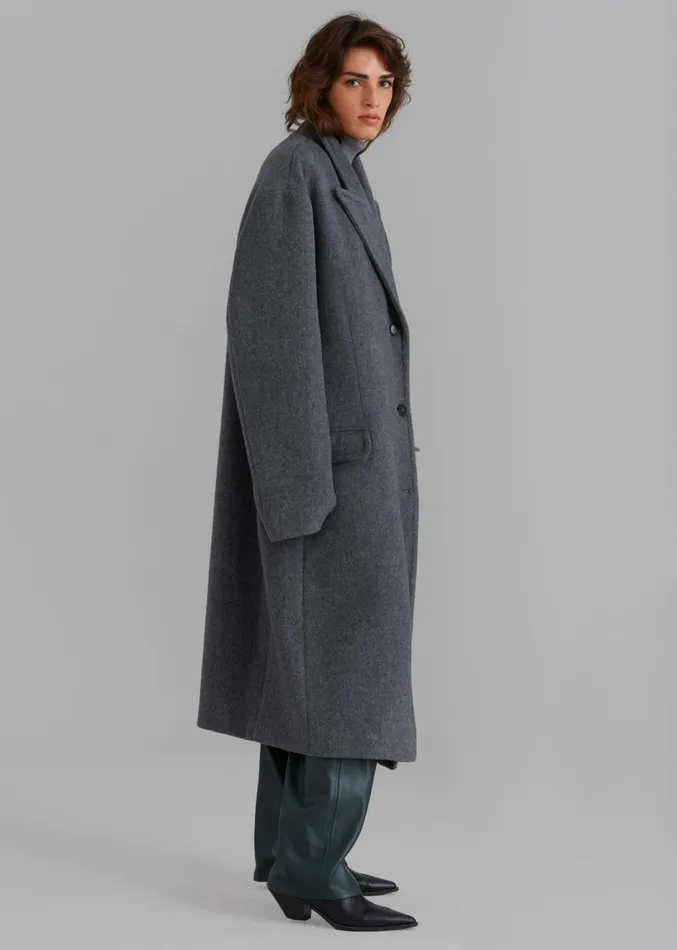The Frankie Shop Anya Oversized Coat 8211 Charcoal Women Outerwear