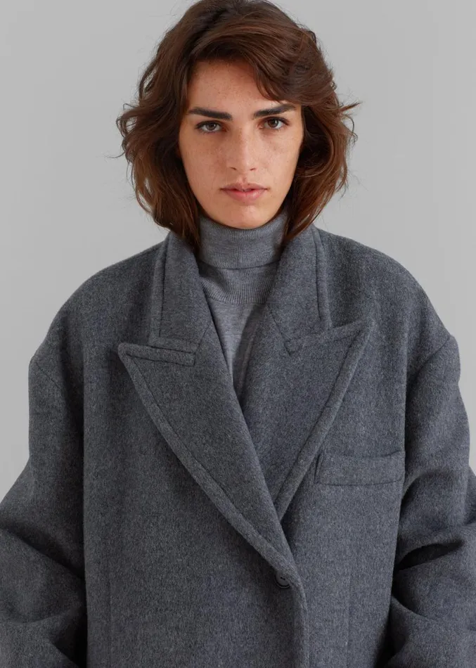 The Frankie Shop Anya Oversized Coat 8211 Charcoal Women Outerwear