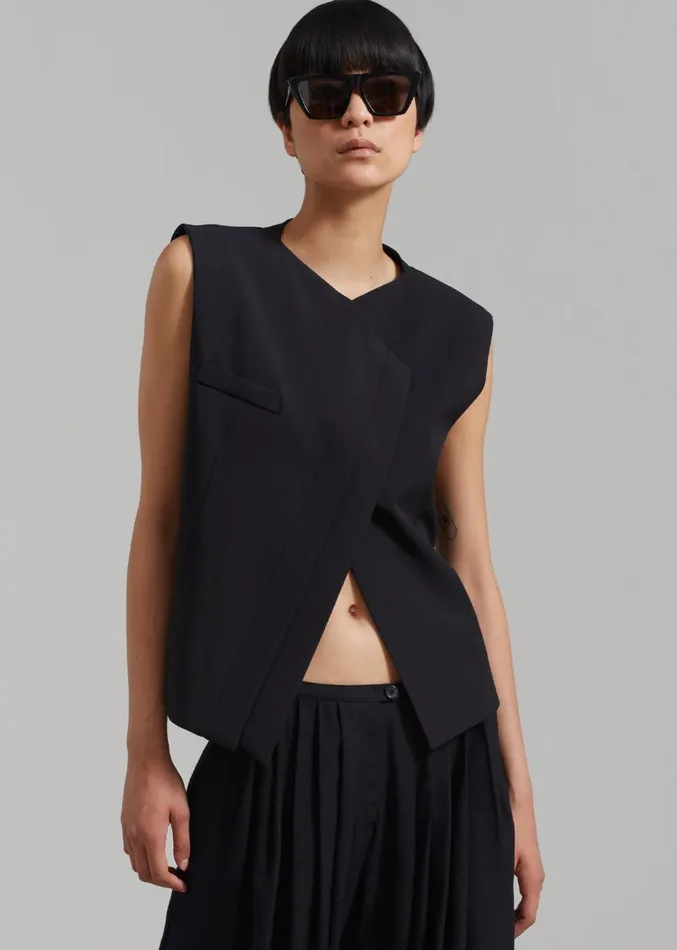 The Frankie Shop Ashton Cross Vest 8211 Black Women Outerwear