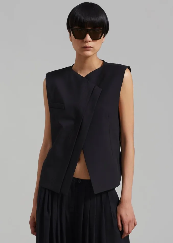 The Frankie Shop Ashton Cross Vest 8211 Black Women Outerwear