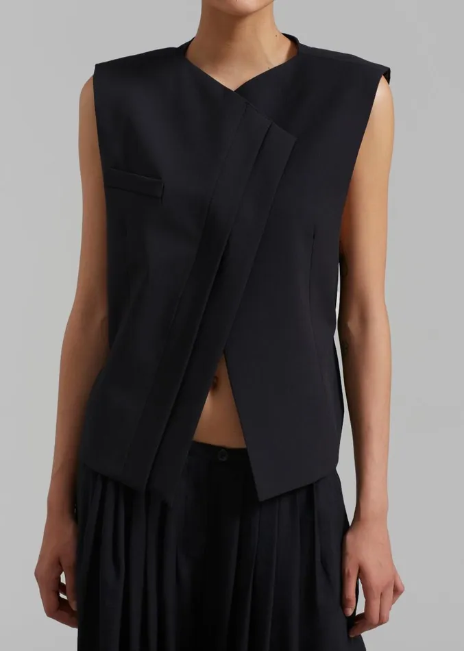 The Frankie Shop Ashton Cross Vest 8211 Black Women Outerwear