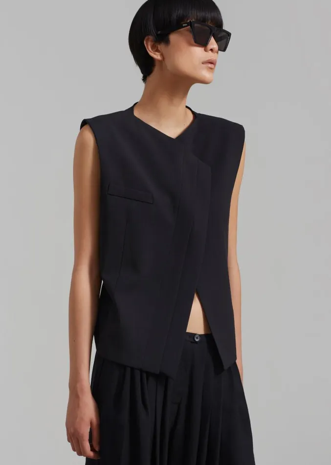 The Frankie Shop Ashton Cross Vest 8211 Black Women Outerwear
