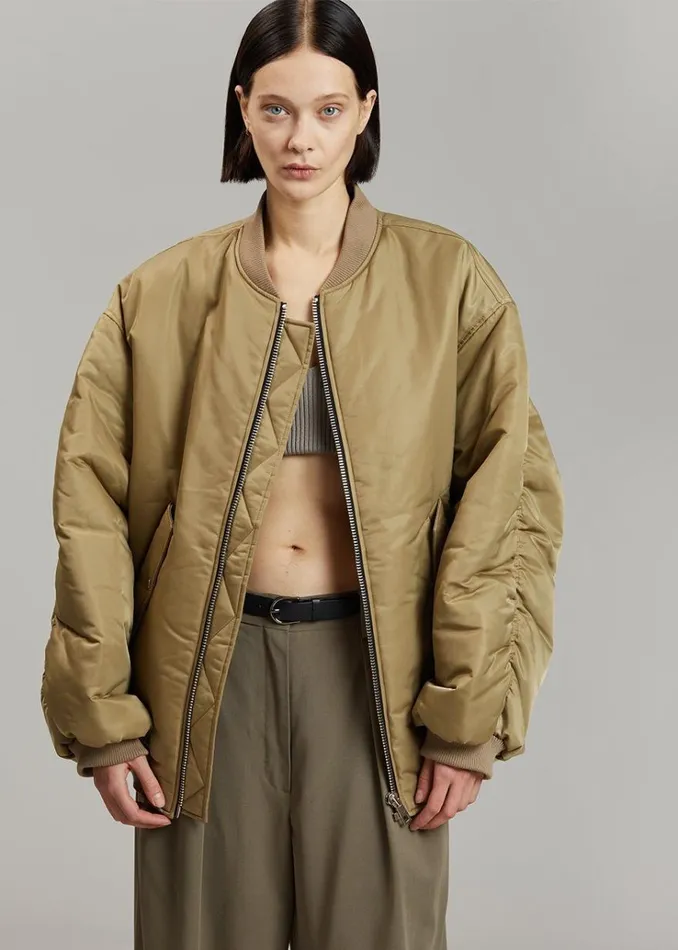 The Frankie Shop Astra Bomber Jacket 8211 Olive MenWomen Outerwear
