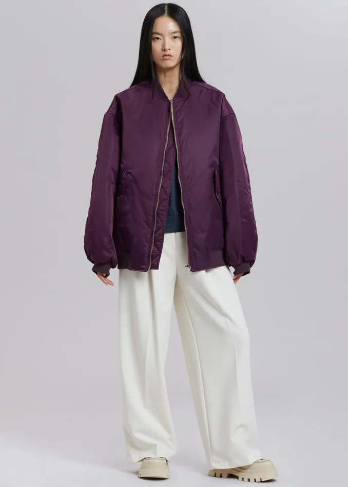The Frankie Shop Astra Bomber Jacket 8211 Royal Purple WomenMen Outerwear